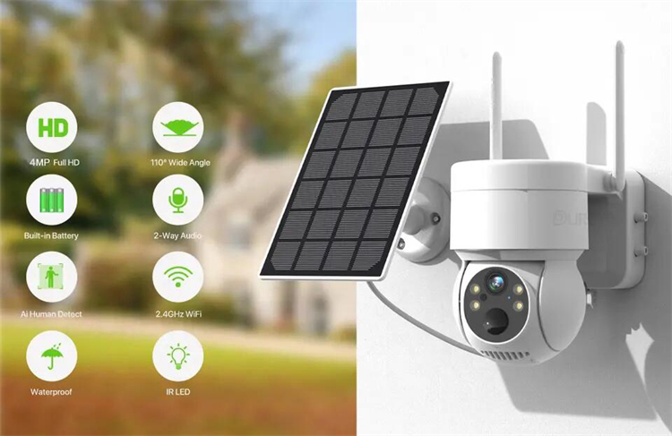 Low-Power Consumption Solar IP Camera 4MP ICsee Outdoor Security Cameras Wifi Surveillance Night Vision Motion Detect