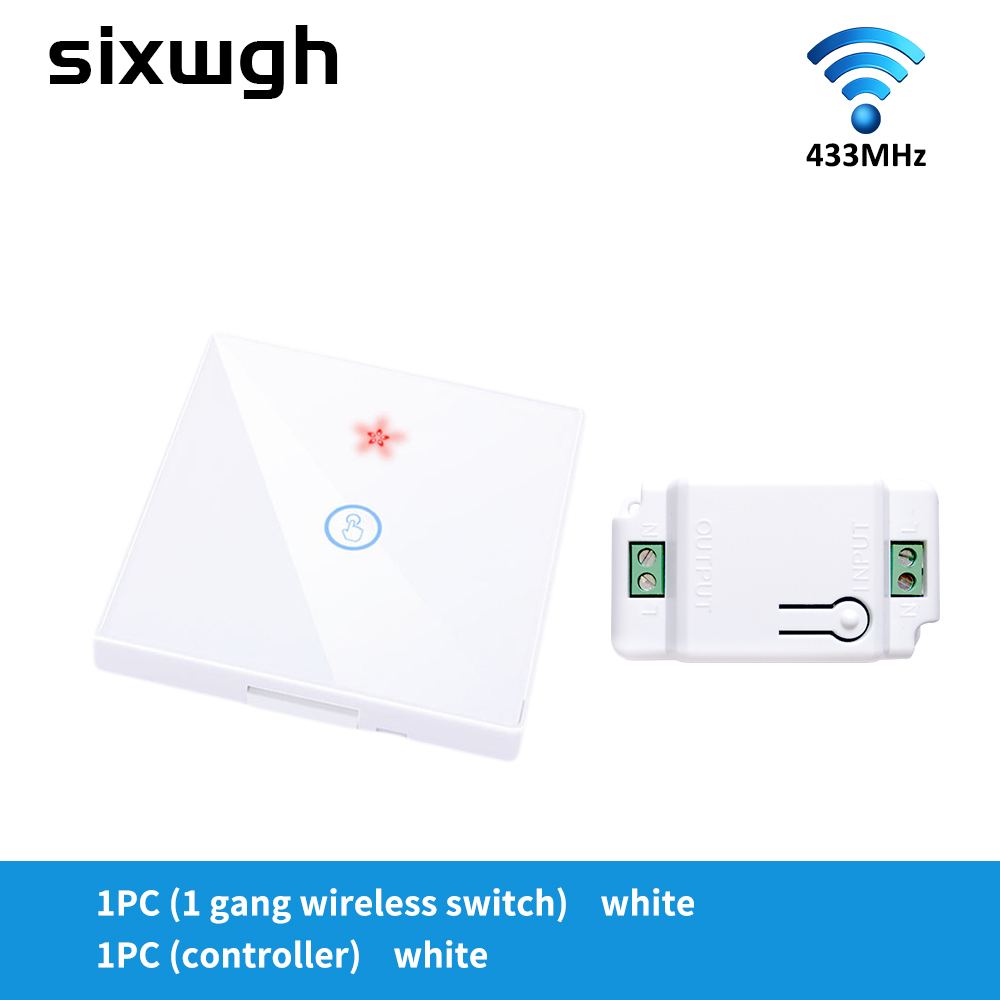Wireless Touch Wall Switches Sets RF433 1gang Luxury Glass Panel Remote Control Switch