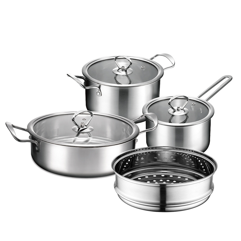 Caterers Set of Cooking Pots Non Stick Stainless Steel Cookware for Kitchen
