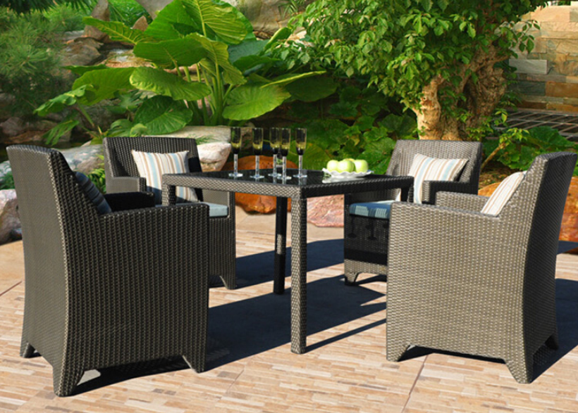 Modern luxury PE rattan dinning table chair waterproof outside patio dinning table chair furniture