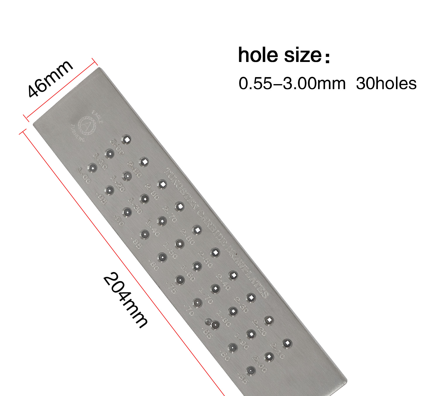 Square Shape Tungsten Carbide Wire Drawplate Steel Alloy 210*50*10mm