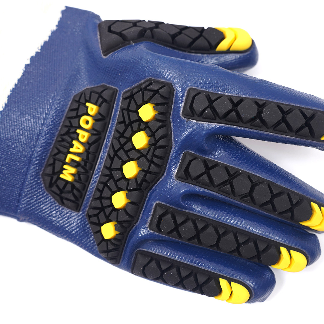 4121xp Waterproof Wear-Resistant Oil-Resistant Safety Gloves Blue Nitrile Fully Coated Impact Gloves