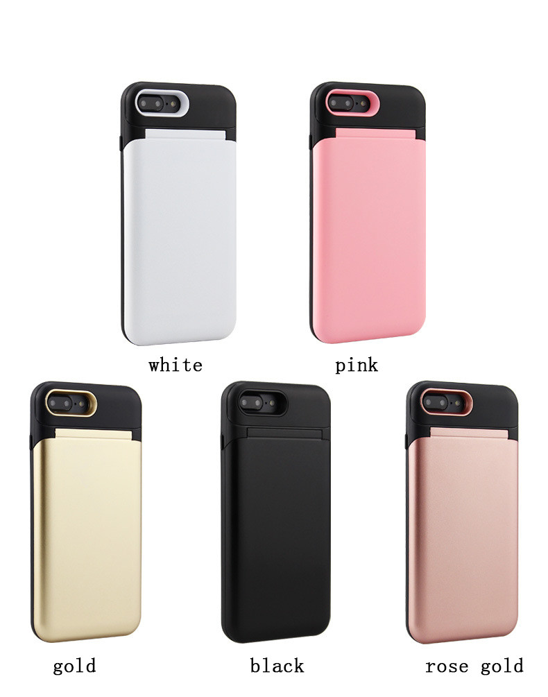 TPU PC 2 in 1 pink card slot phone case with a mirror for iphone X 6splus 7plus