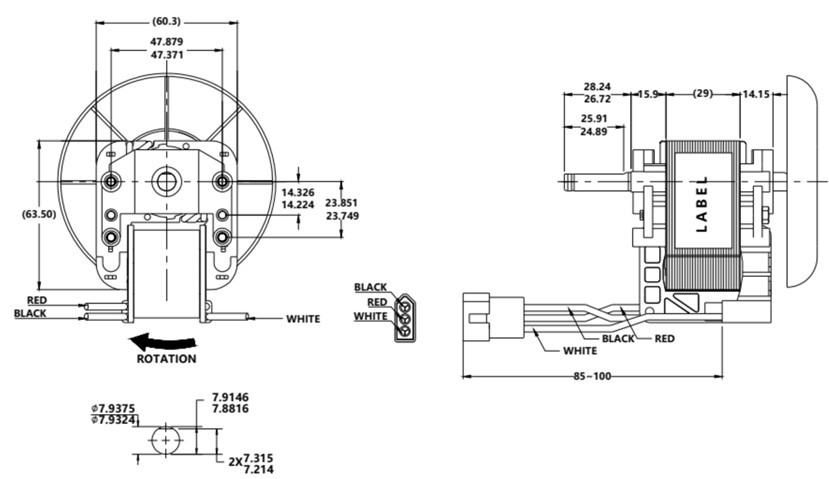 2.38" 84W C Frame Electric Fan Motors Ac Shaded Pole with Dual Speed quick connector