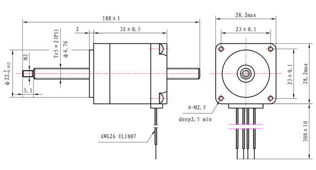 Non Captive Nema 11 Stepper Motor 1.8 Degrees 28*28*33mm 0.8A for Precision Instrument
