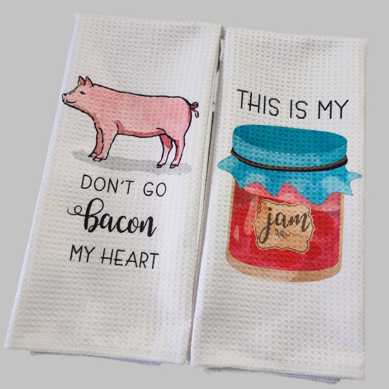 WHITE Waffle Weave Tea Towel Sublimation Blank Kitchen Towel for Custom Printing