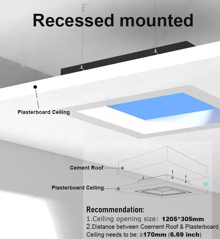 Multi Function 100W Flat Panel Skylights , 120x30 30 Degree Angle Big Sky Skylights