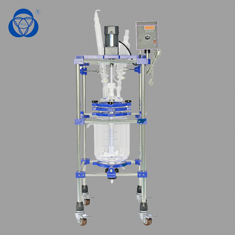 220V 50Hz Jacketed Glass Vessel , Chemical Glass Reactor Semi Automatic