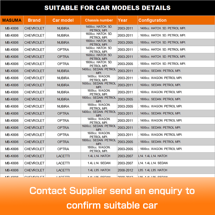 MB-K606 MASUMA Left Ball Joint for CHEVROLET LACETTI 1.4L L14. HATCH OE NO. 96490218