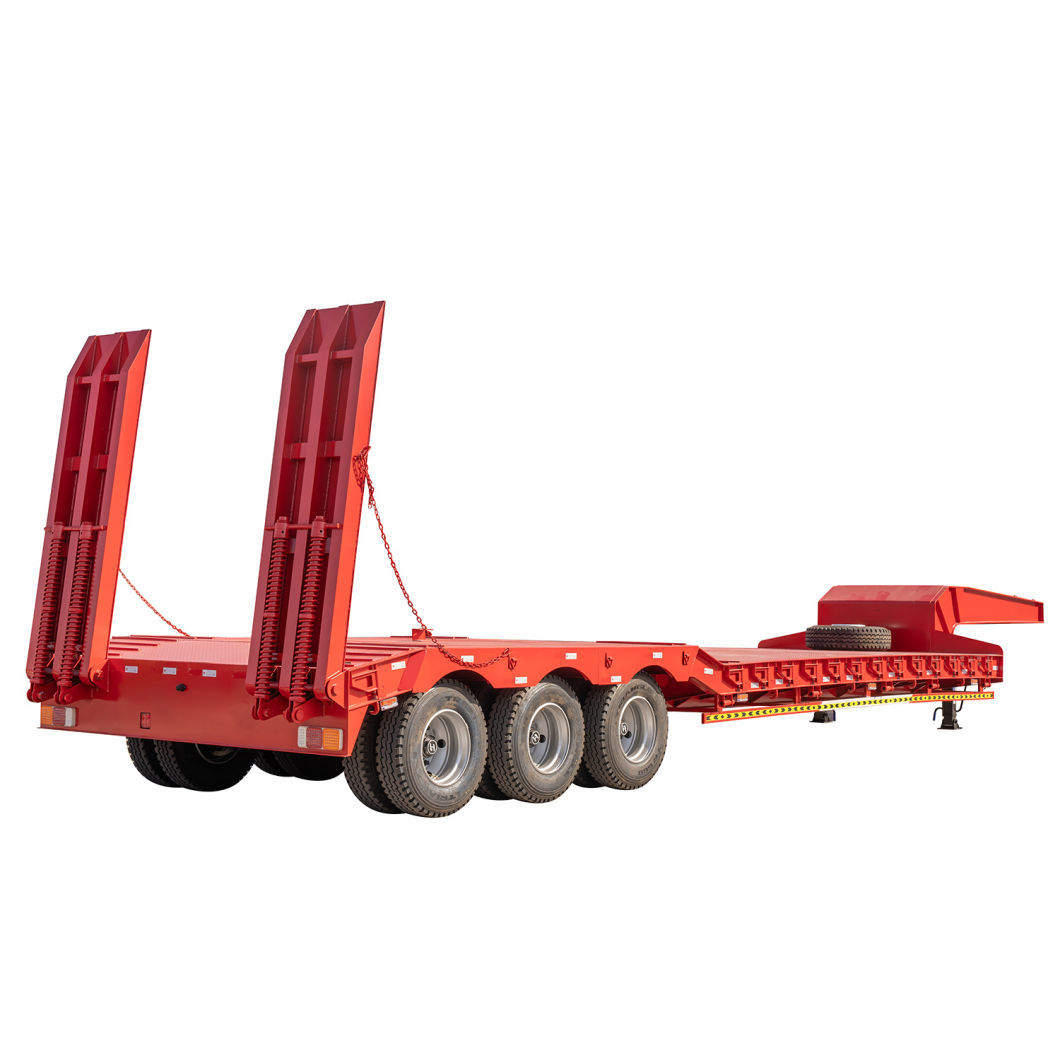 3/4 Axles 60-100 Ton Heavy Duty Lowbed Transport Trailer Multi Axle Hydraulic Low Bed Trailer for Sale