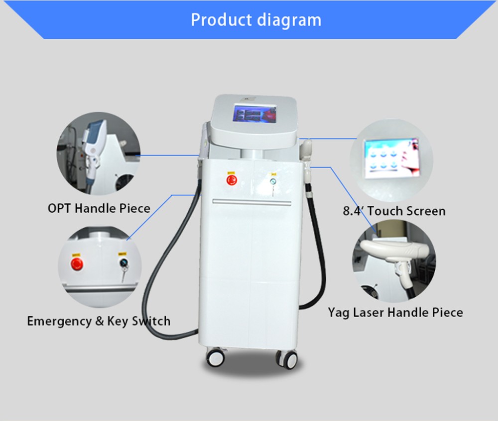 Popular multifunctional SHR OPT Machine, hair removal/ skin rejuvenation/skin whiten