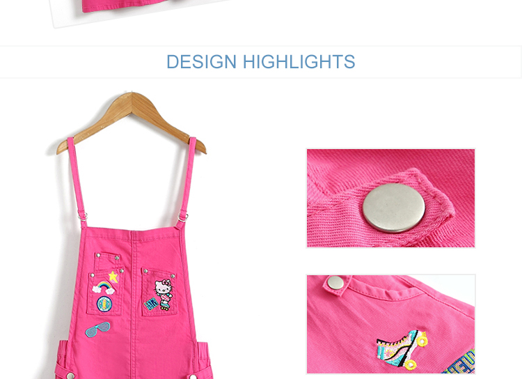 Stretchable Waist Summer Peach Overalls Skirts Sleeveless For 8-16 Years Girls