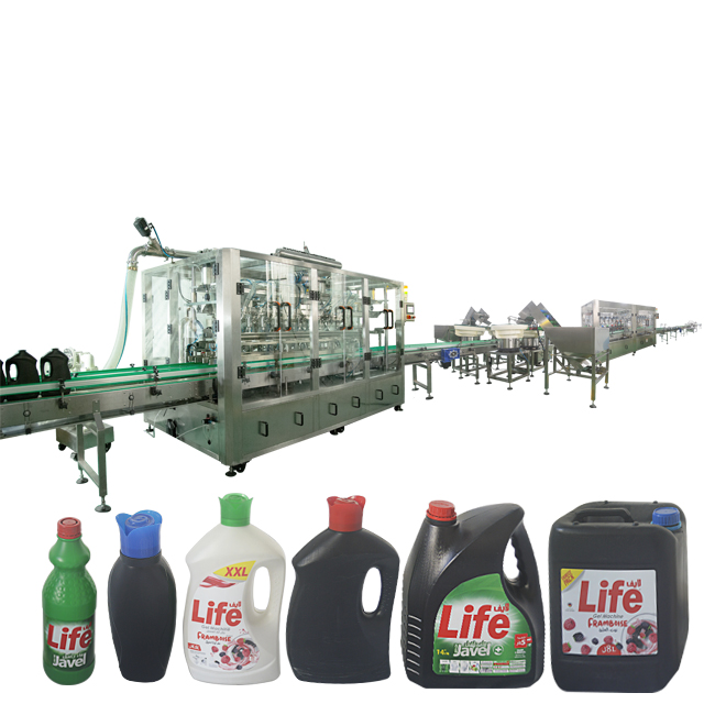 6000 Bottles Per Hour Dishwasher Liquid Detergent Bottling Line with 10 Capping Heads