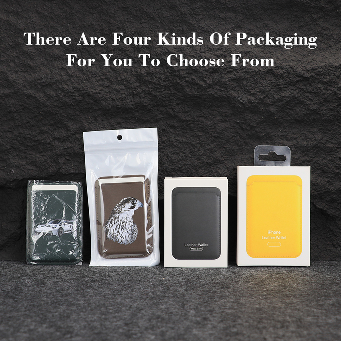 PU Leather Magnetic Magsafe Wallet Card Holder With N52 Strong Magnets 25 Color