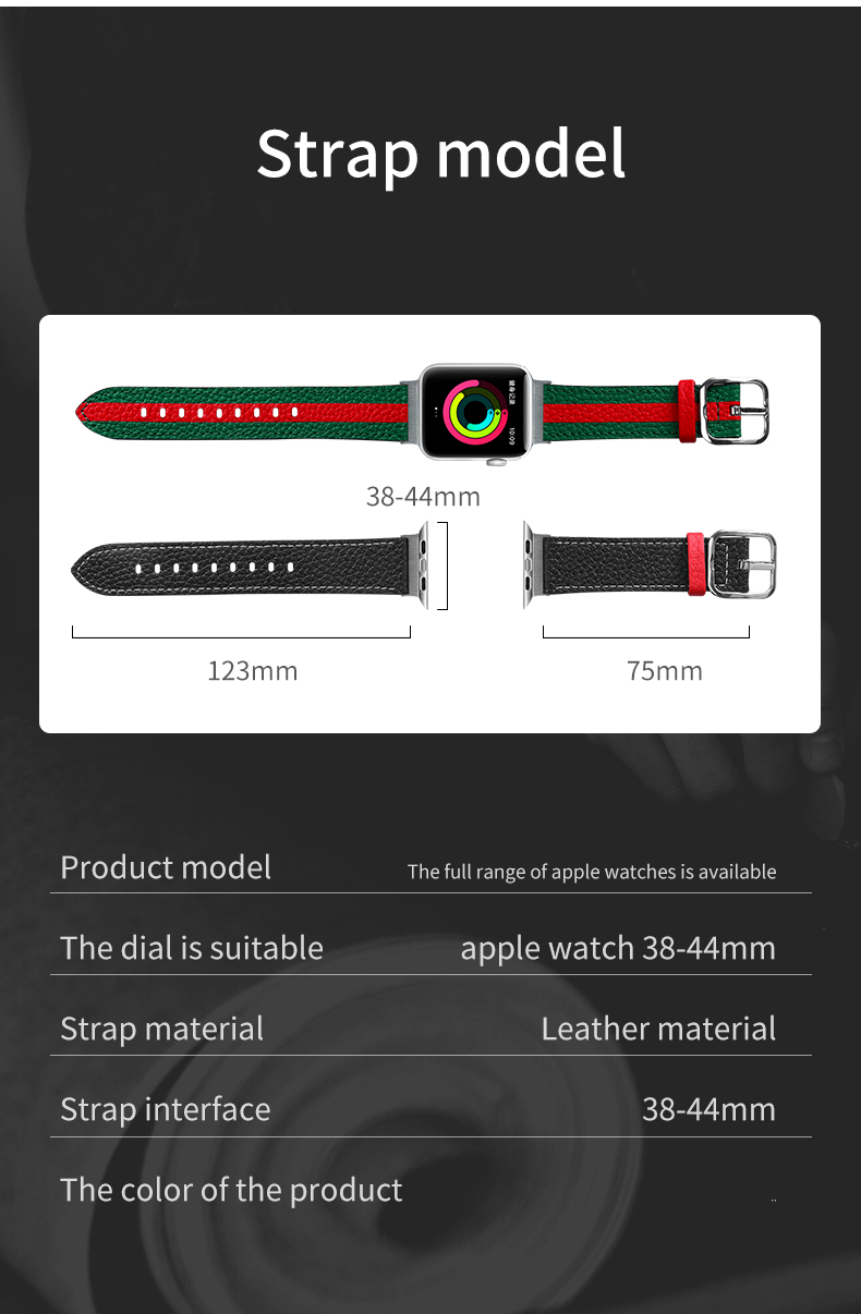 OEM ODM Double Sided Band Leather Watchband for Apple Watch Band 38 40 41 42 44 45mm Strap