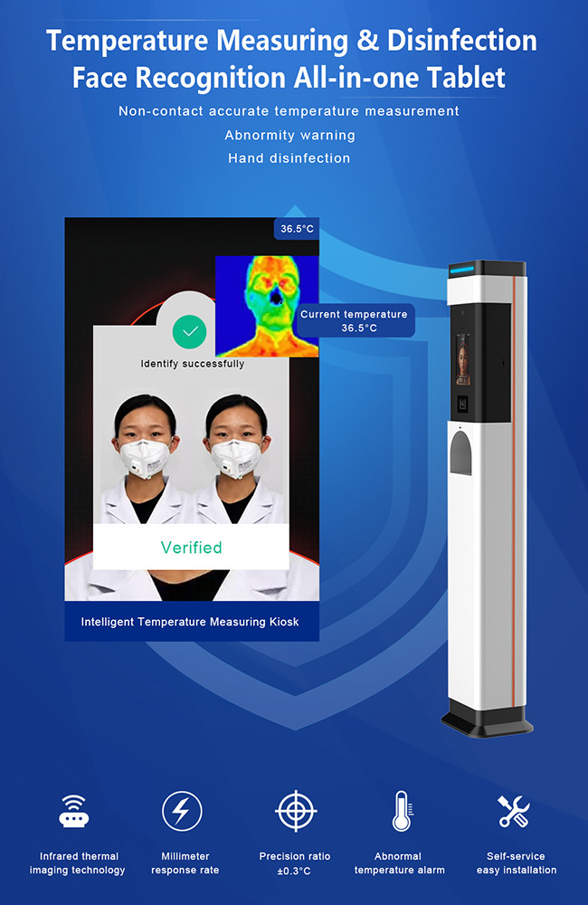 Refillable 1000ml Free Standing Soap Dispenser Fever Detection Camera