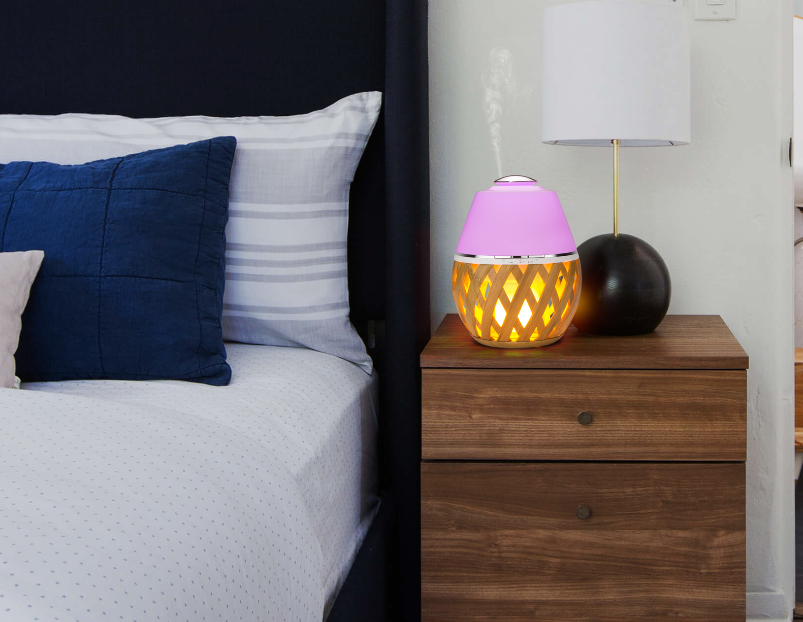 24V 15.6W 30m2 150ml Bamboo Humidifier Diffuser For Bedroom Firework