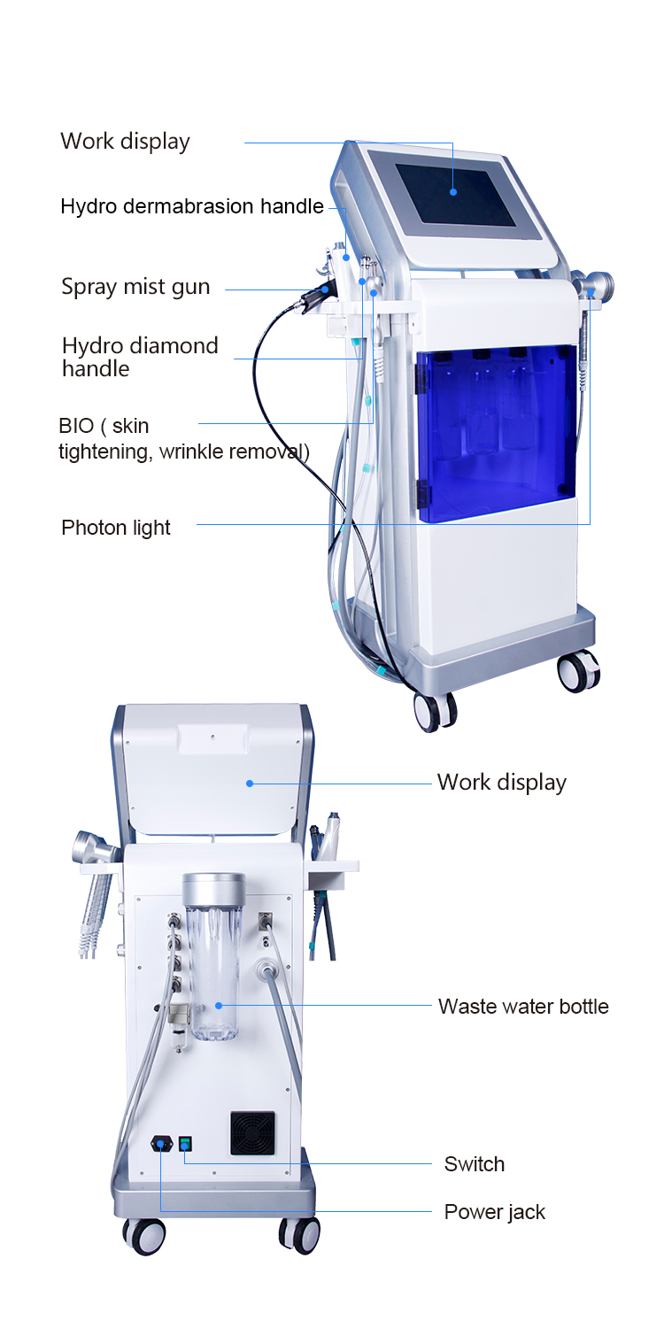 Multifunctional Beauty Therapy Machine Oxygen Jet Peel Facial Machine 11 In 1