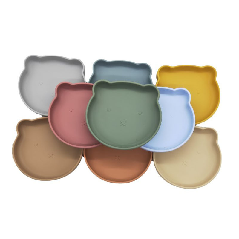 Multi Color Cute Silicone Dinner Plates For Children Kitchen Supplies
