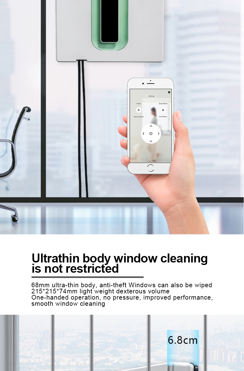APP Controlled 72W Dual Water Spray Robot Window Cleaner for Fast and Thorough Cleaning