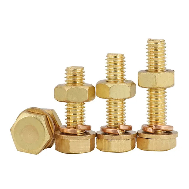 DIN 933 Hex Head Bolts Flat Hex Head Full Thread Copper Brass Bolts Copper Hexagon Screws