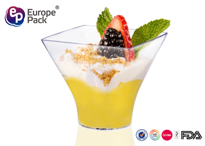 Disposable Dessert Glasses Square And Round Shape 2.5Oz Plastic Cup 75Ml Container