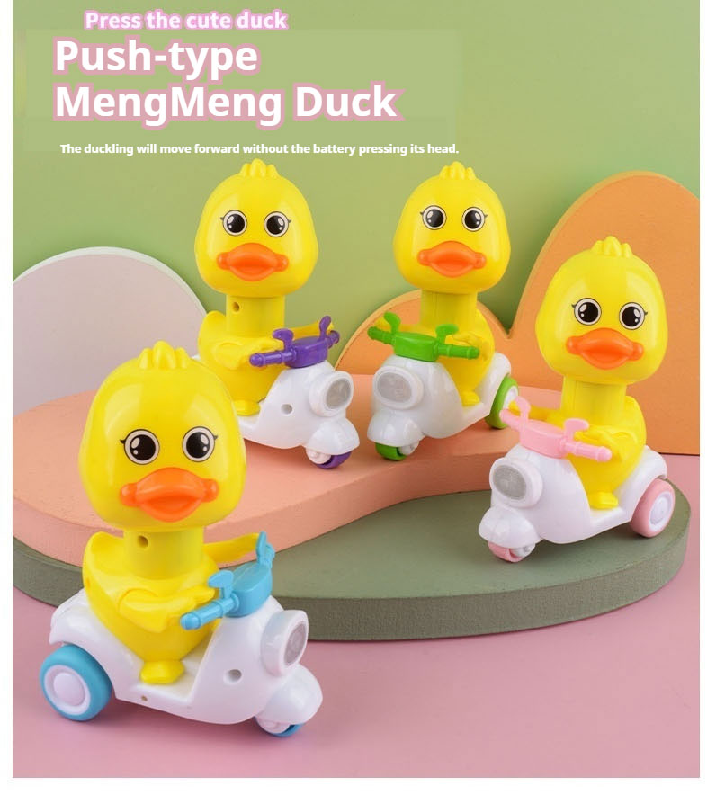 Wholesale Toys Rubber Ducklings Children's Pressure Inertia Return Little Yellow Duck Riding Duck Toy for Child