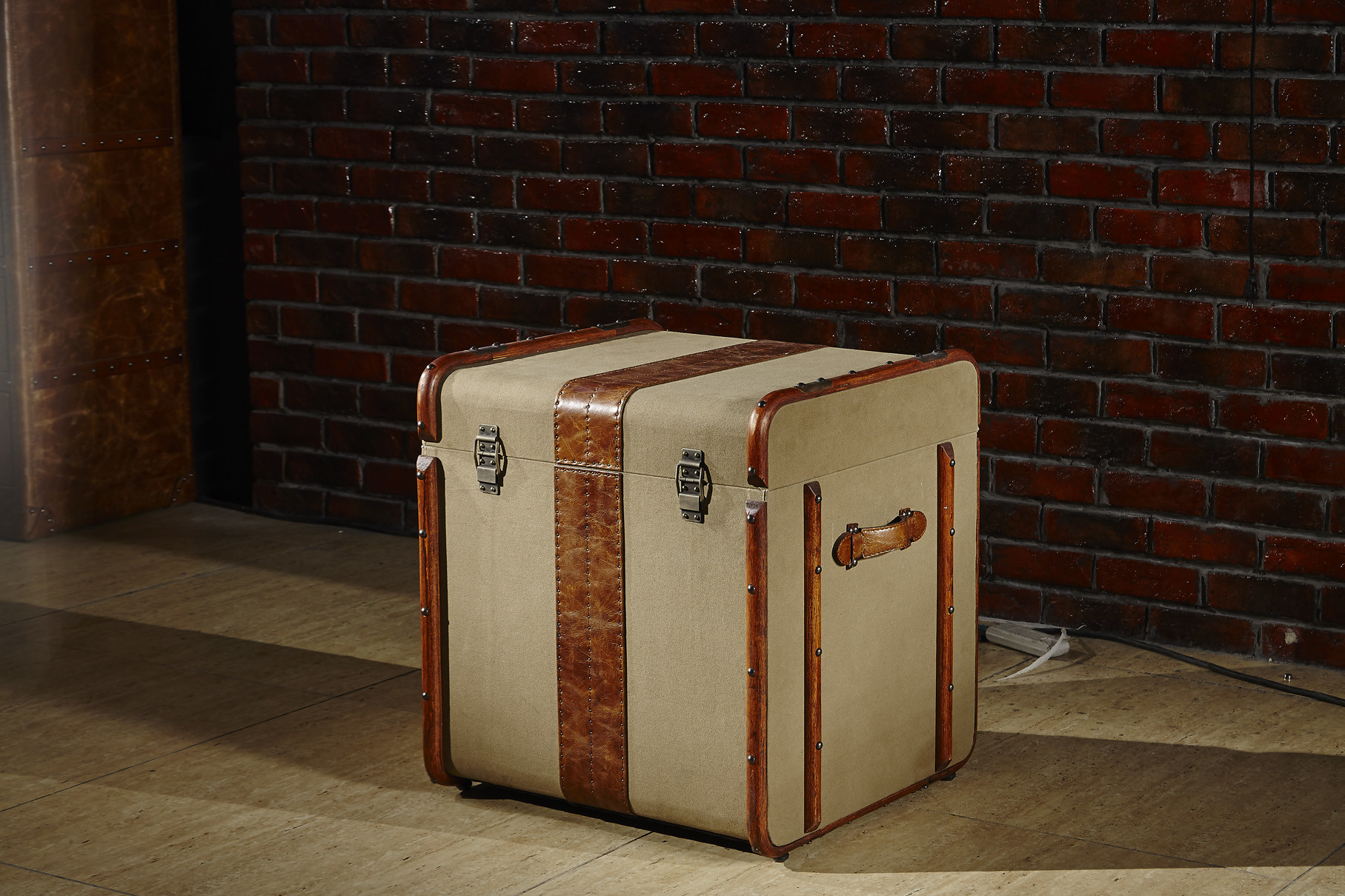 Home Storage Bedroom Leather Trunks Chests 1 Drawer Solid Wood Bar Decoration