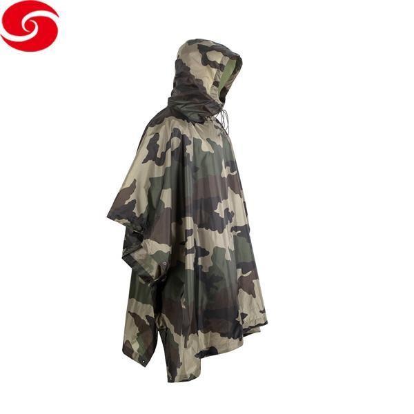 Quality                                  Camouflage Nylon Rain Poncho Wholesale Outdoor Waterproof Military Army Camouflage Nylon Polyester Raincoat              for sale