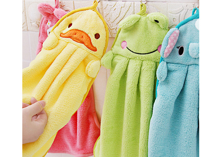 Cute cartoon kitchen super absorbent hanging towel non-hairing thick coral fleece towel