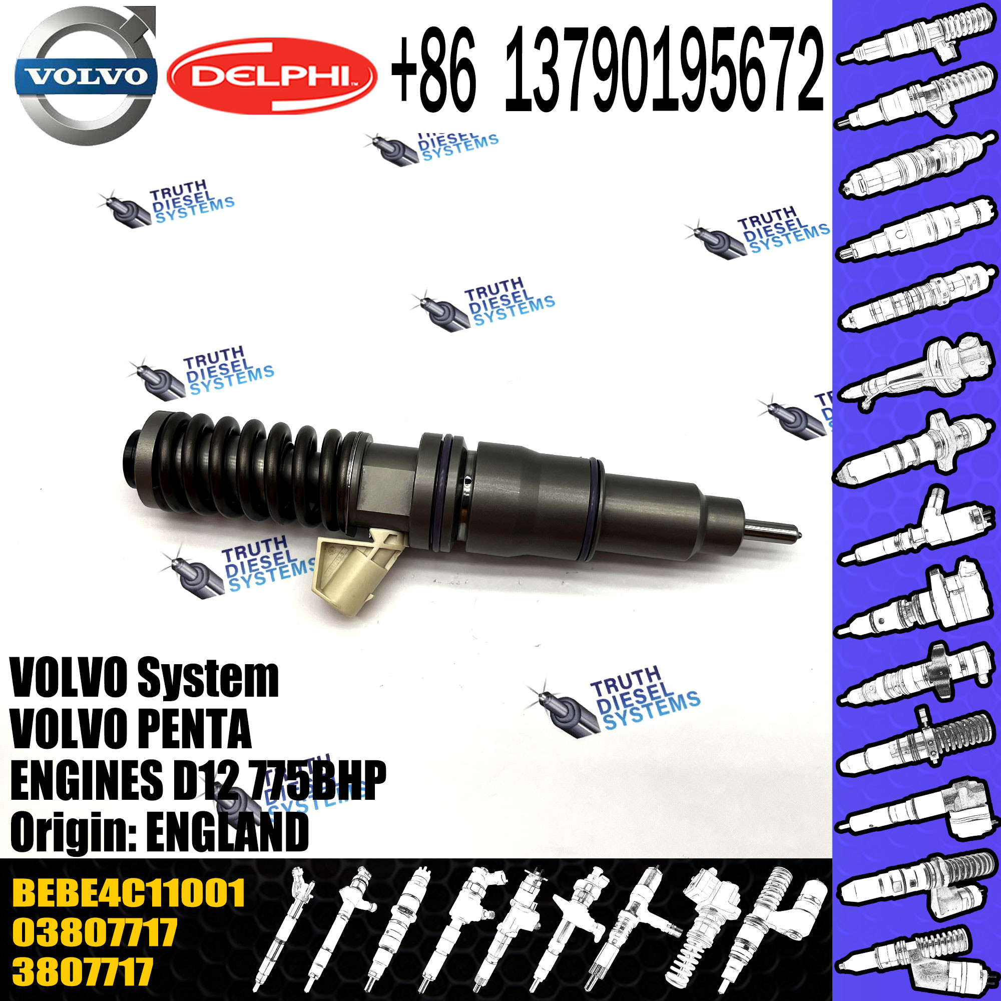 Electronic Unit Injectors common rail fuel injector 3807717 BEBE4C11001 for VOL Penta Marine