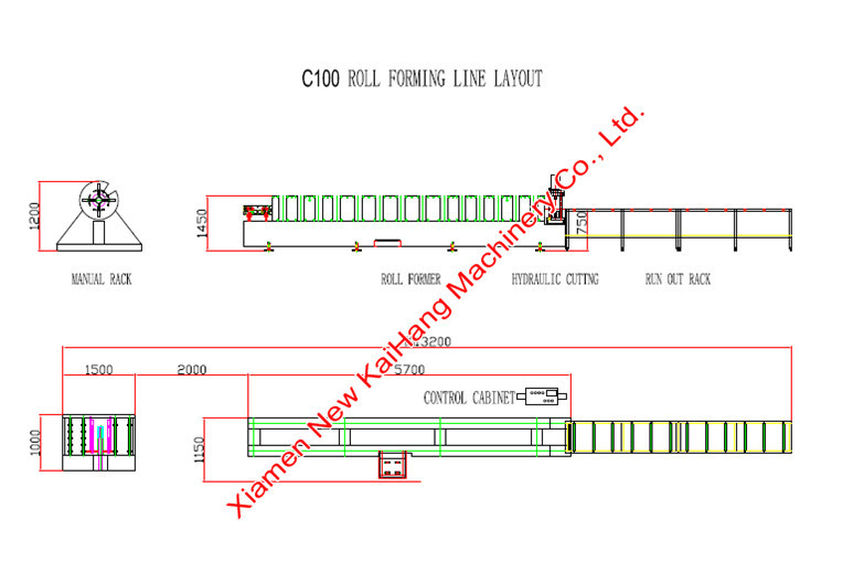 Track 100 Roof Roll Forming Machine Hydraulic Cutting For Stud, Stud and Track C purlin machine