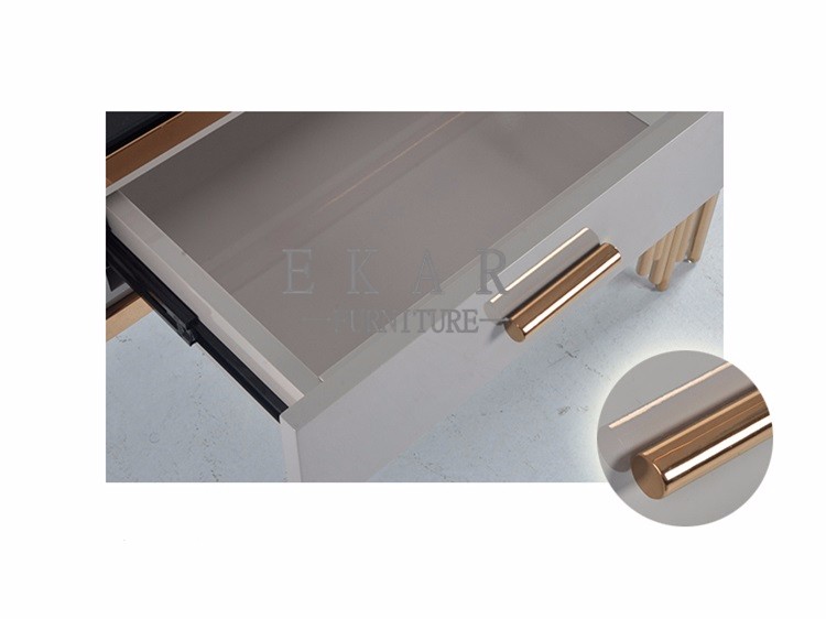 Accessories Glass Top Stainless Steel TV Stand with Drawers