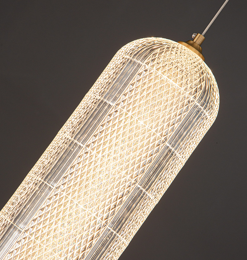 Customized Tricolor Modern LED Acrylic Chandelier Ceiling Lamp Diamond Shaped Lampshade