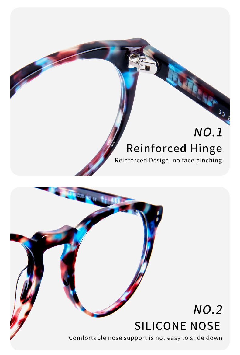 Colorful Acetate Round Optical Frame Glasses Eyeglasses Vintage Tortoiseshell