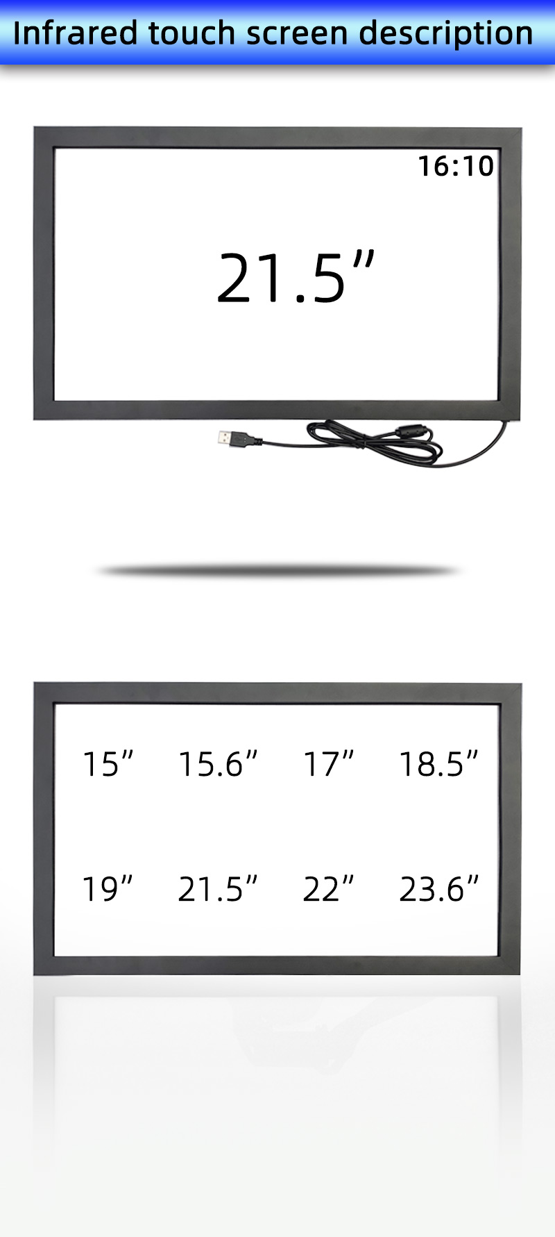 21.5 Inch IR Multi Touch Frame Overlay Kit 10 Points For AMT Interactive Kiosk