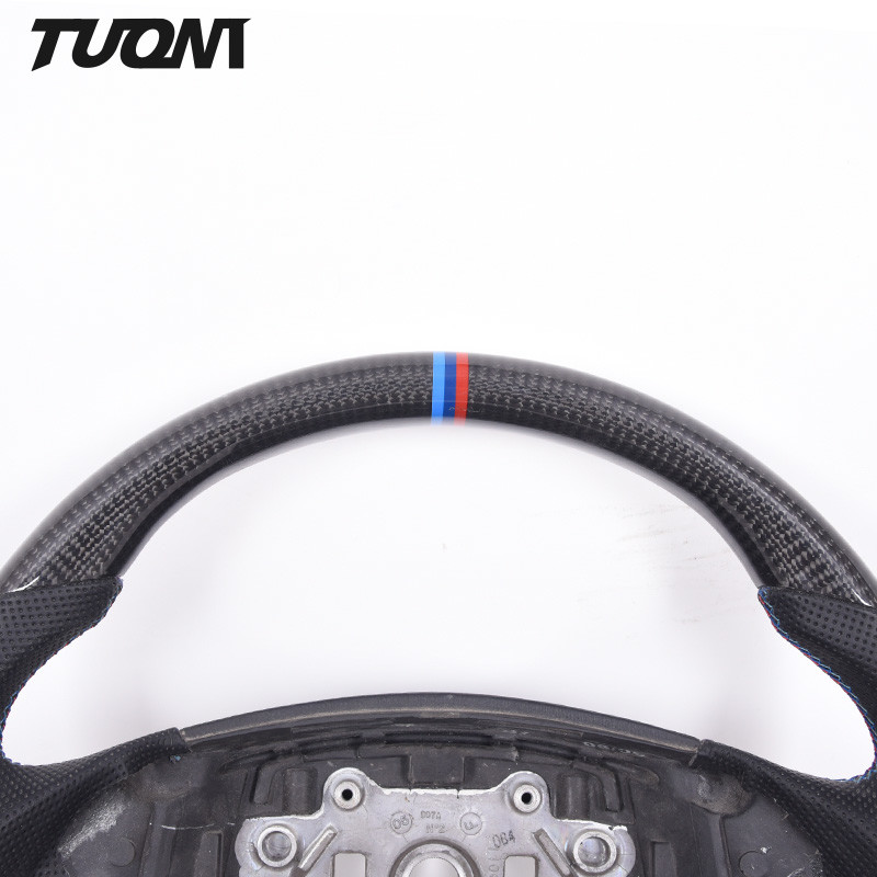 Black Round Carbon Fiber Bmw Sports Steering Wheel Plain Weave ODM