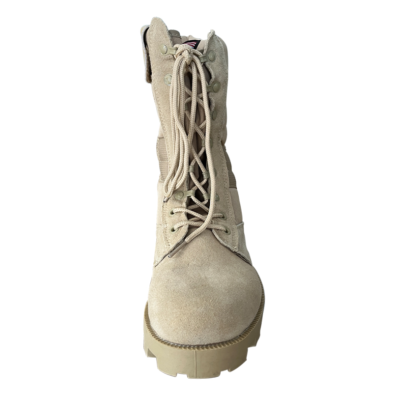 Rough Suede Leather Safety Boots with Hard Toecap and Smashing Rubber Sole Sand Color