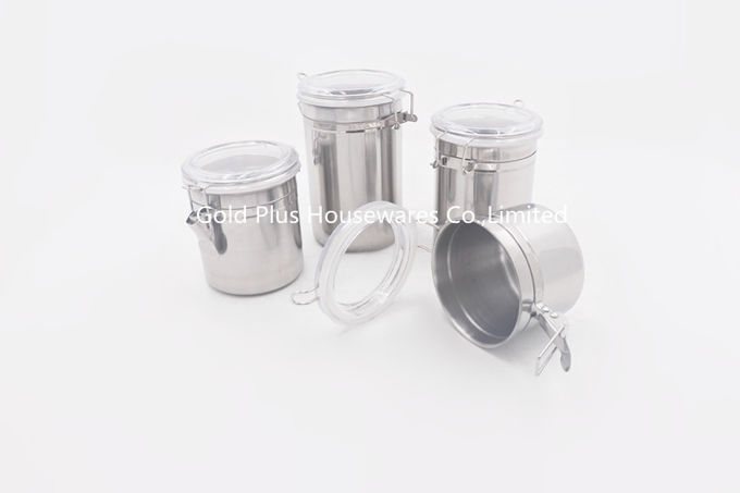 4pcs Household stainless steel canister set kitchen PP plastiic lid food bottle set