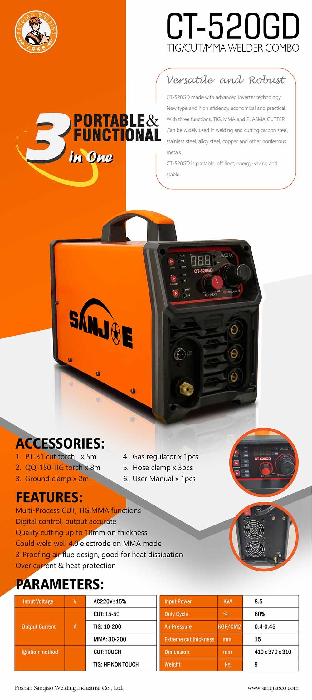 Plasma 7.0KVA Multi Function Welding Machine Portable 50mm Thickness