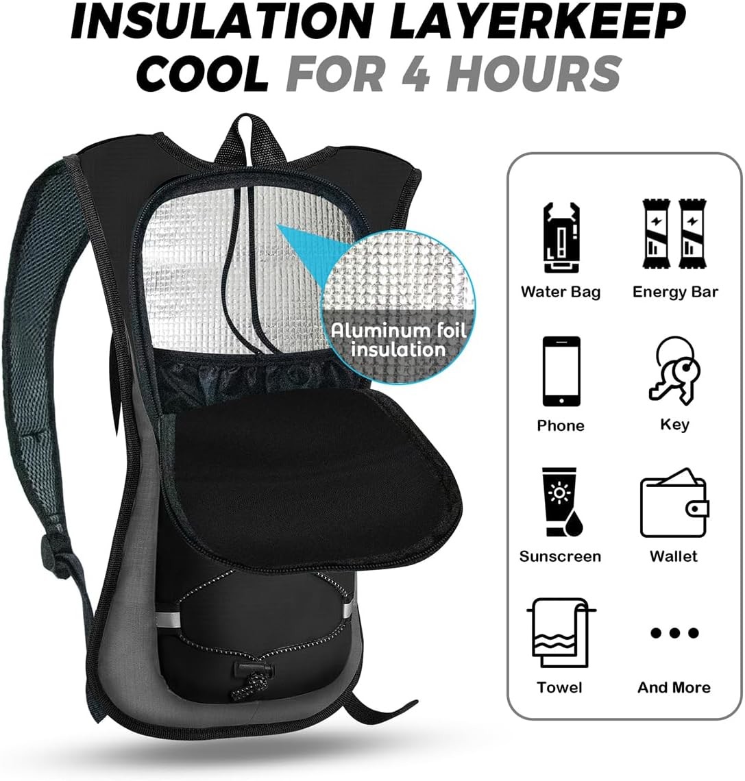 Hydration Backpack Hydration Pack Water Backpack with 2L(70-Ounce) Hydration Bladder for Men Women Kids for Running