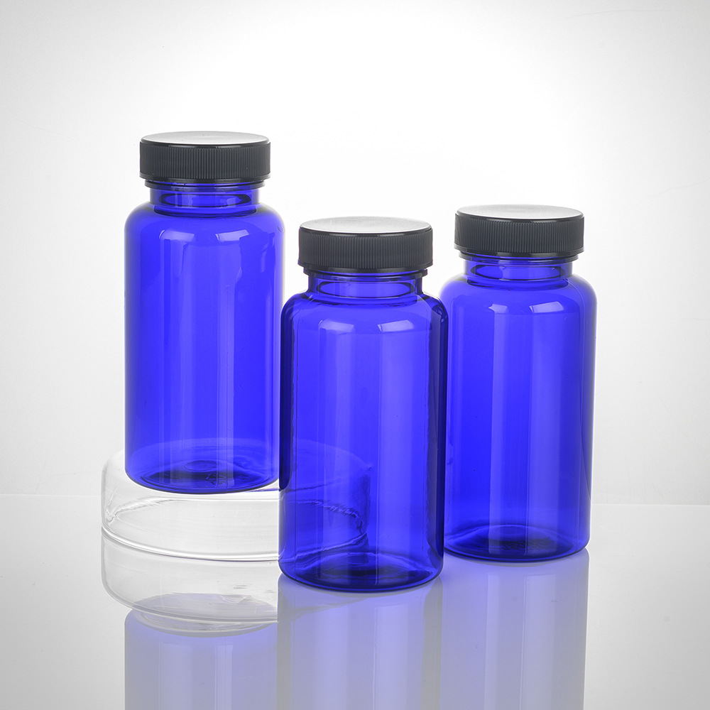 4oz 5oz 6oz 8oz Empty Black HDPE Tablet Capsule Bottle with Pull-Ring Flip Cap Customized Colors and Durable Material