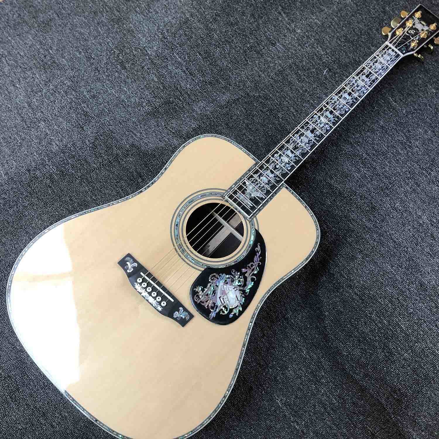 Custom AAAAA Handmade D100AA All Solid Wood Vintage D Dreadnought D100A Acoustic Guitar Deluxe Full Abalone Binding