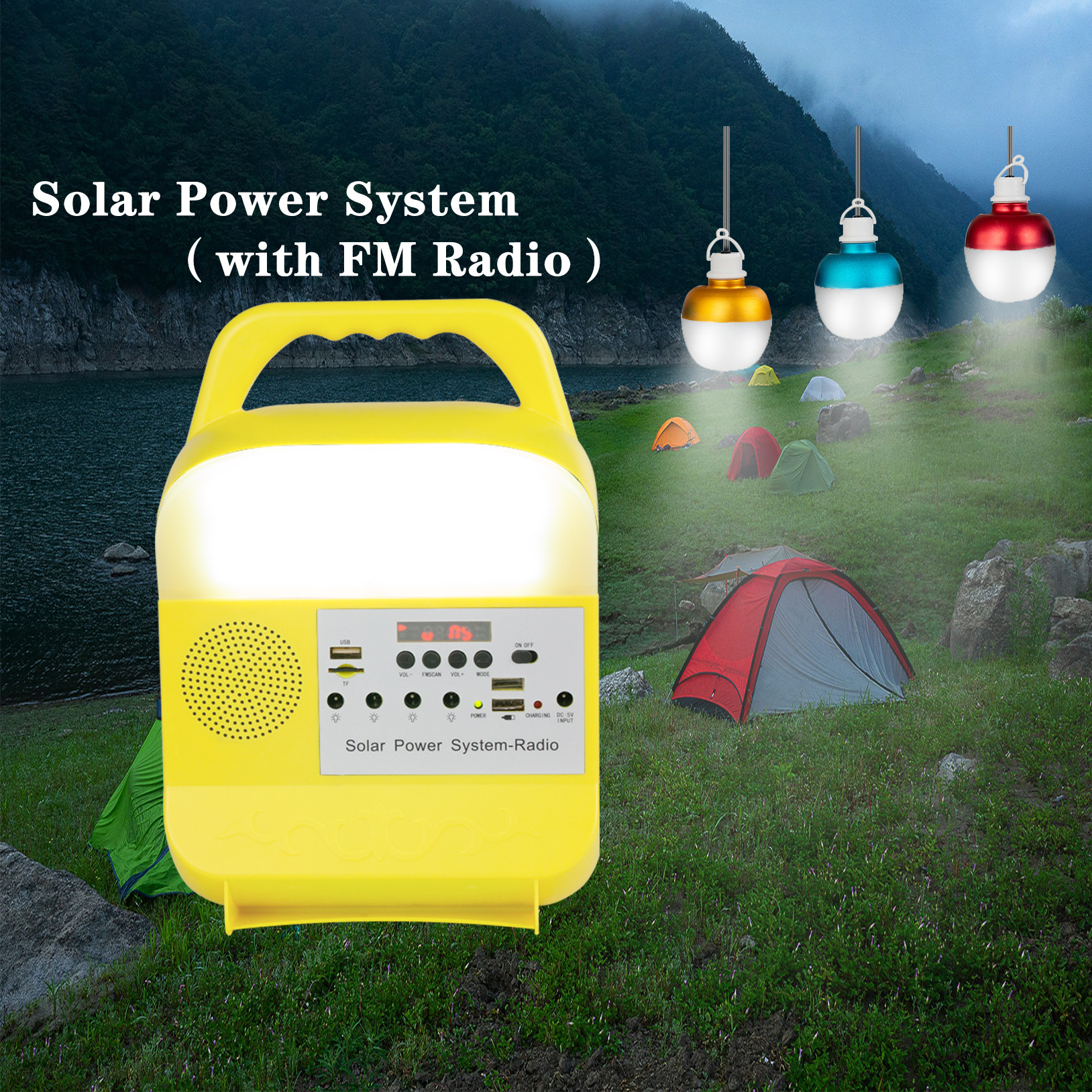 LED 9W Portable Solar Energy System With Mobile Phone Charging