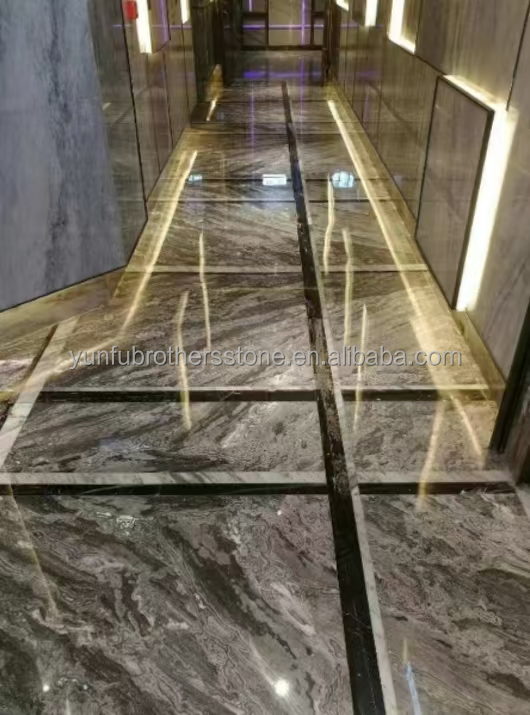 Custom Modern Polished Wave Grey Marble Board for Hotel Wall Panel Floor Design Style