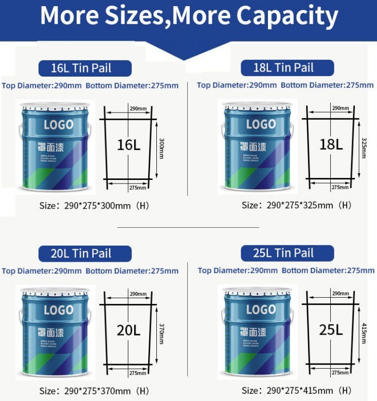 25L Epoxy Tile Grout Sealant 5 Gallon Paint Bucket Empty With Metal Handle