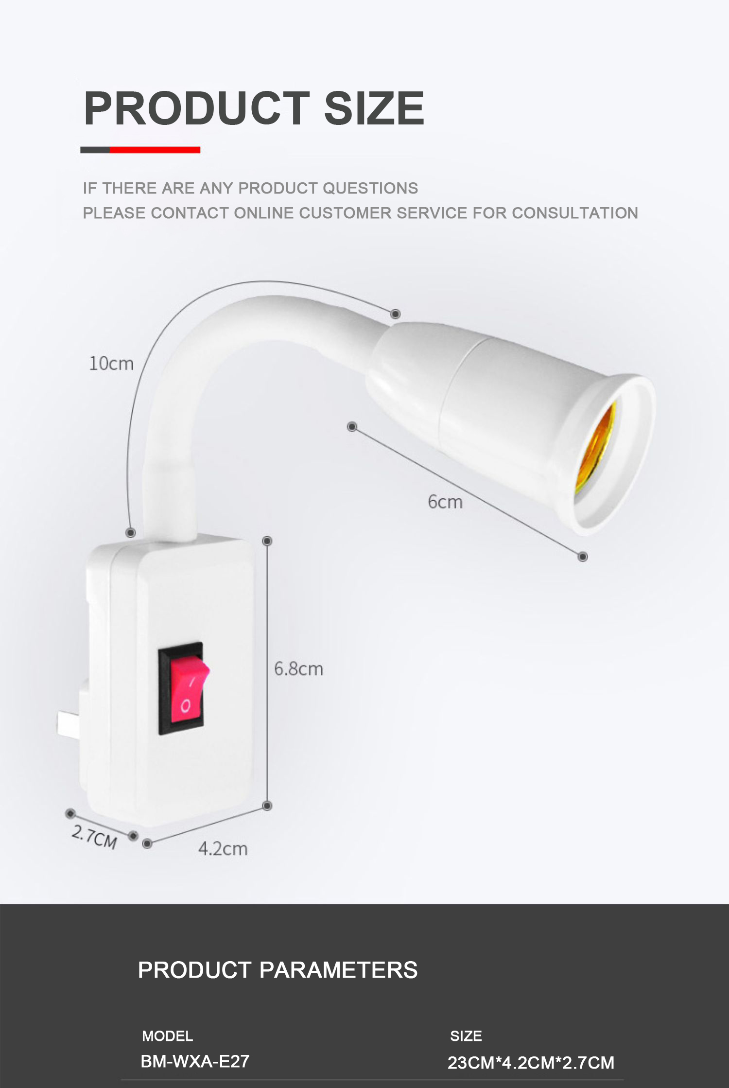 Button Switch LED Energy-saving Light Bulb Bedside Wall Lamp for Bedroom AC220V Lighting