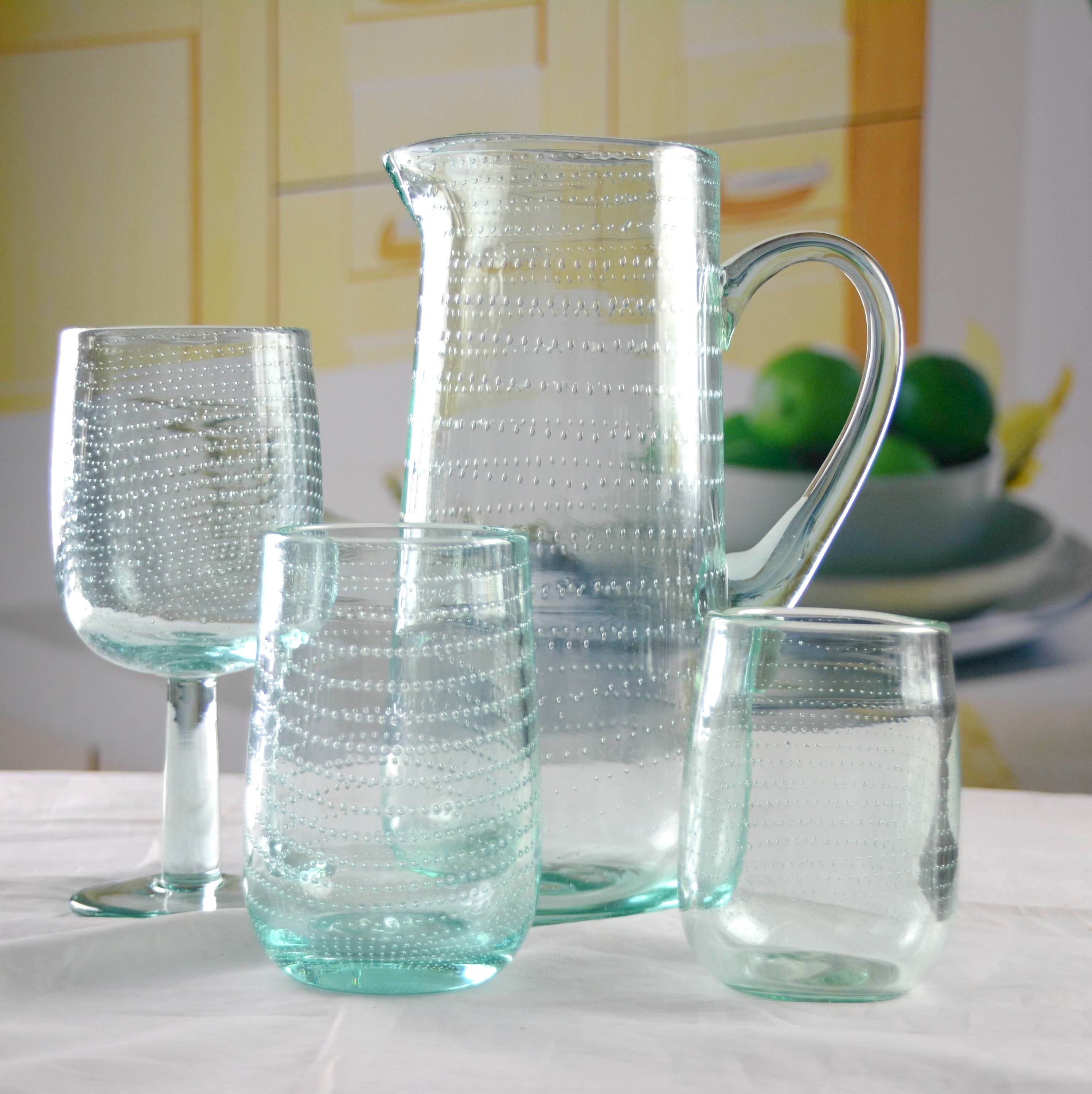 Natural Color Thick Wall 11oz Vintage Crystal Goblets With Bubbles