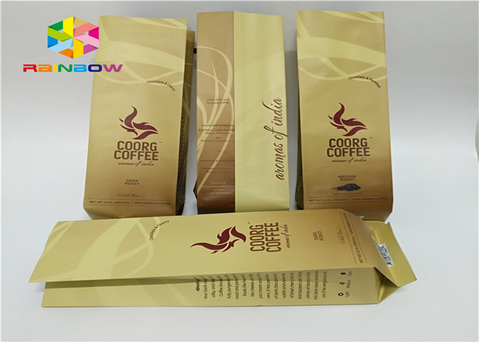 Matte Surface Stand Up Zipper Pouch Side Gusset Bag Coffee Beans Packaging With Valve