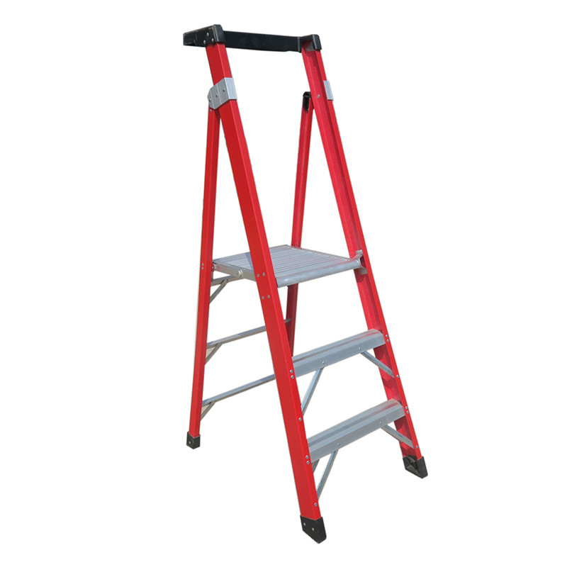 Industrial 5' Fiberglass Step Ladder ANSI GR1A Easy To Open And Close